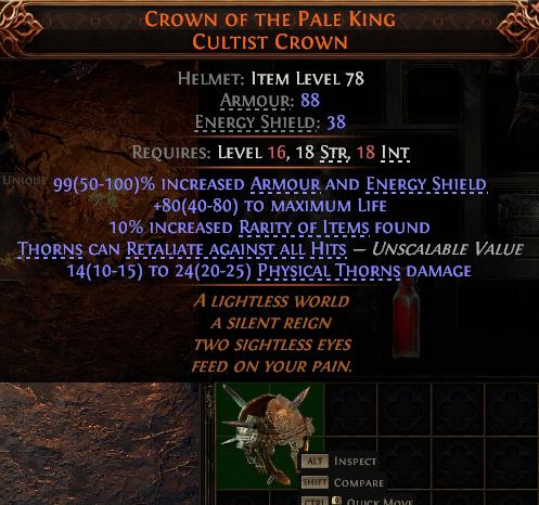 MMOJUGG Path of Exile 2 CROWN OF THE PALE KING CULTIST CROWN#1030873 Detalhes da função e uso do item