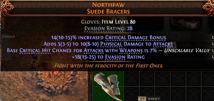MMOJUGG Path of Exile 2 NORTHPAW SUEDE BRACERS#1151941 Detalhes da função e uso do item